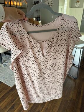 Papermoon Light Pink Polka Dot Ruffle Sleeve Blouse